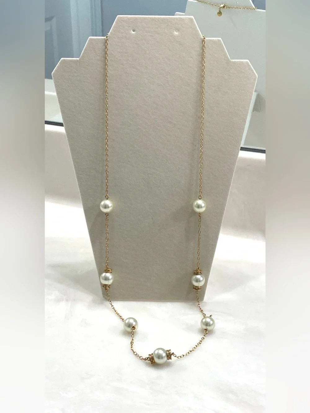 J. Crew Gold-Tone Necklace with White Pearls
